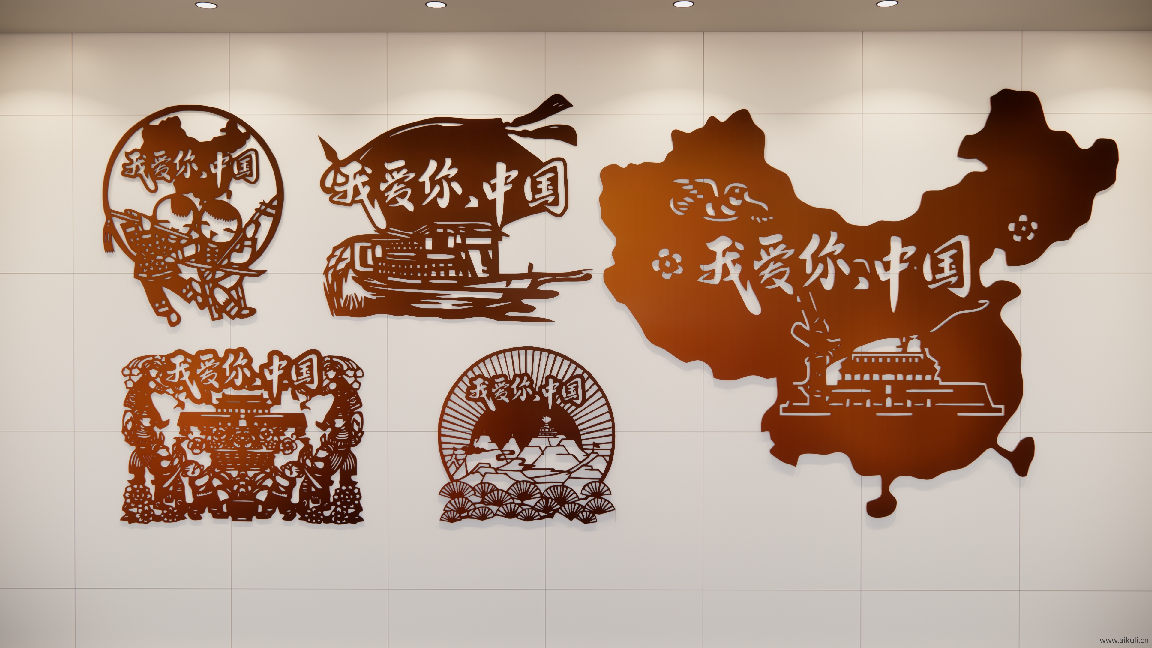 国庆爱国主题 国庆雕塑 党建剪影 锈板雕塑小品