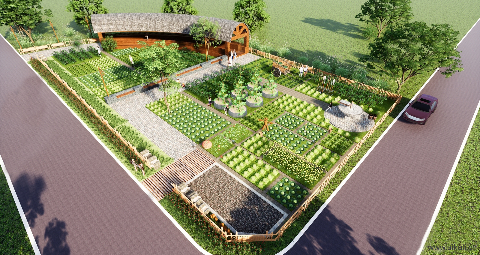 现代SU园艺菜园种植箱农作物