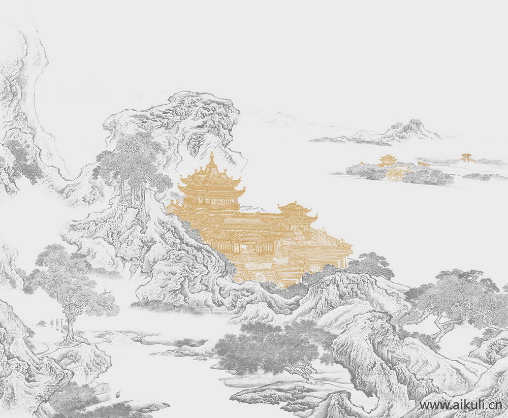 新中式壁纸壁布贴图墙纸墙布无缝贴图CW