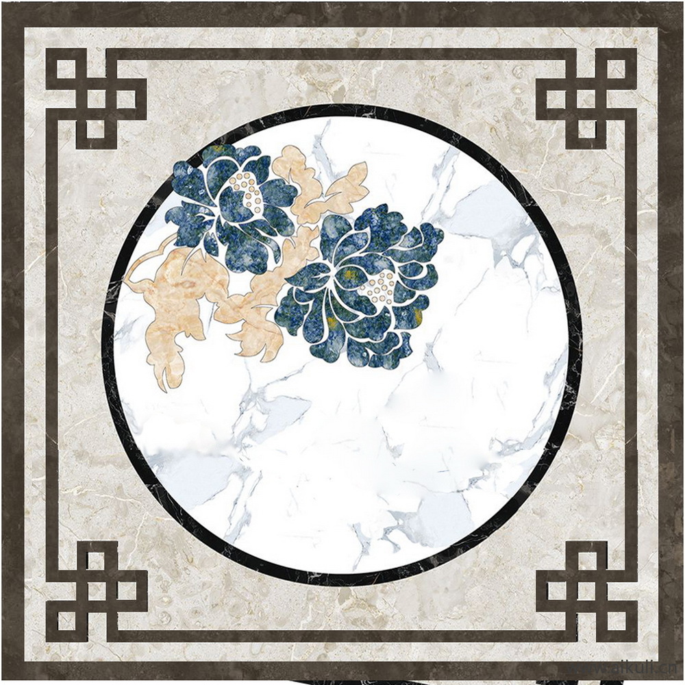 新中式地面拼花石材大理石瓷砖石雕浮雕贴图_04