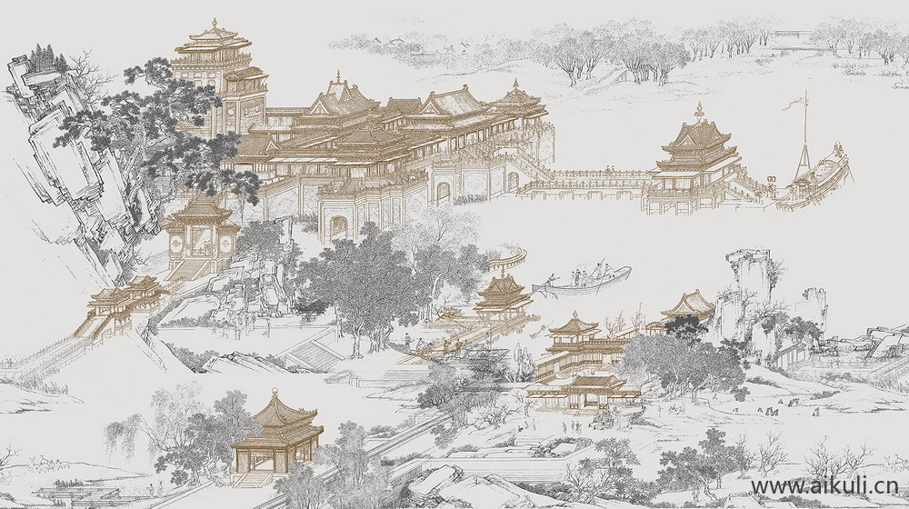 新中式壁纸壁布贴图墙纸墙布无缝贴图BC
