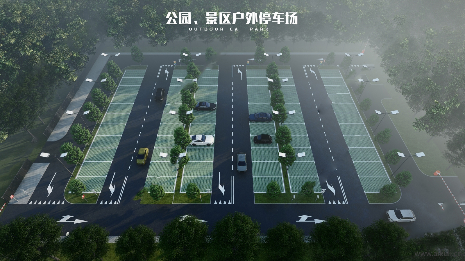 景区广场停车场景观SU模型