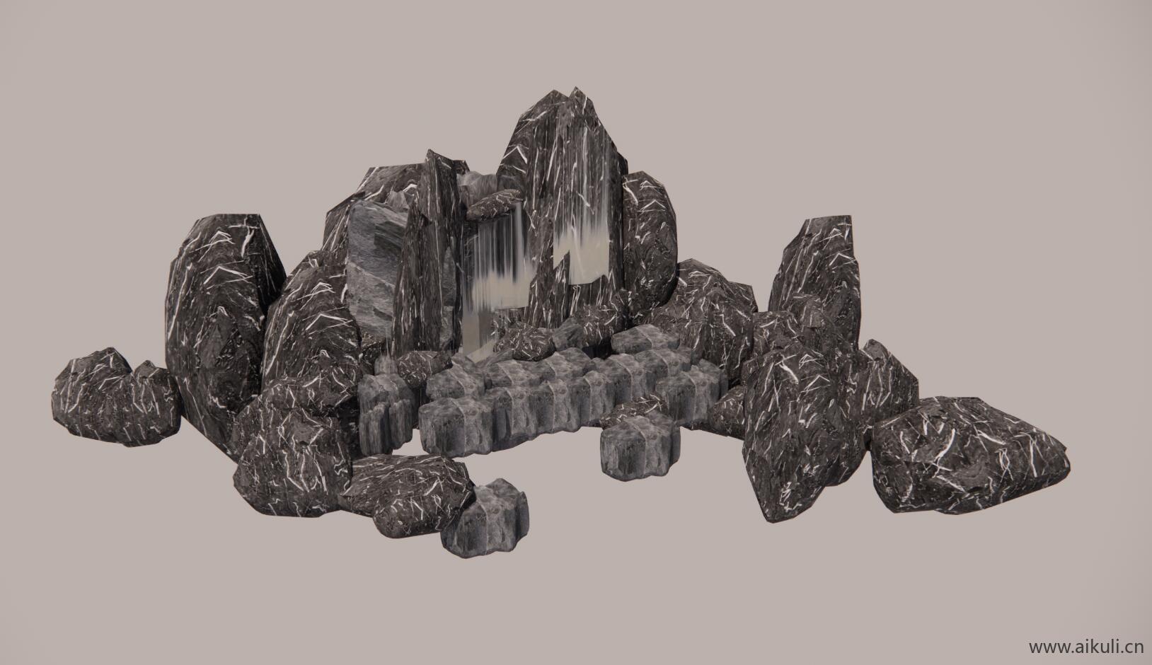 景观假山石 石头组合SU (1)