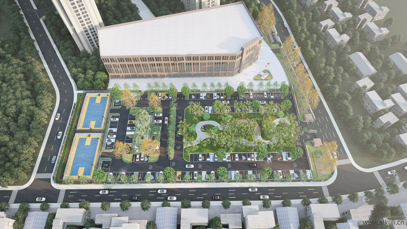 公园停车场景观SU模型