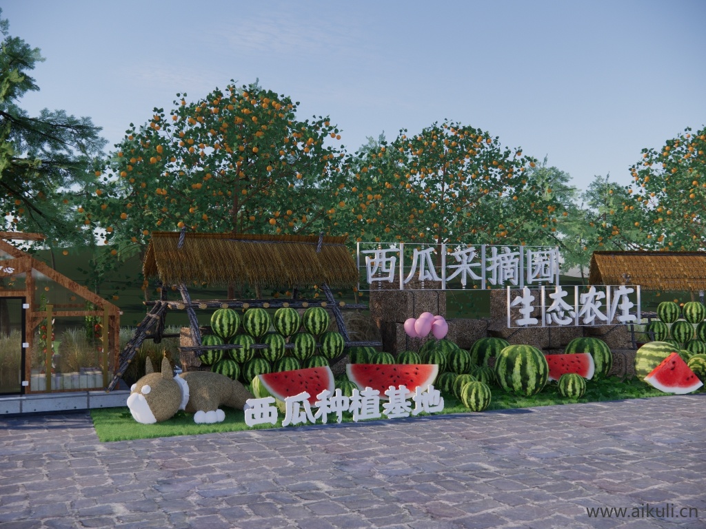 1348中式西瓜采摘园 西瓜基地 水果蔬菜种植