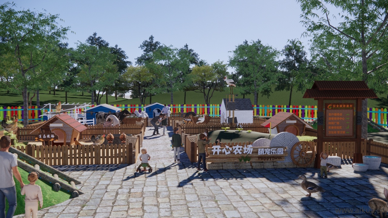 现代萌宠乐园景观 开心农场养殖场SU