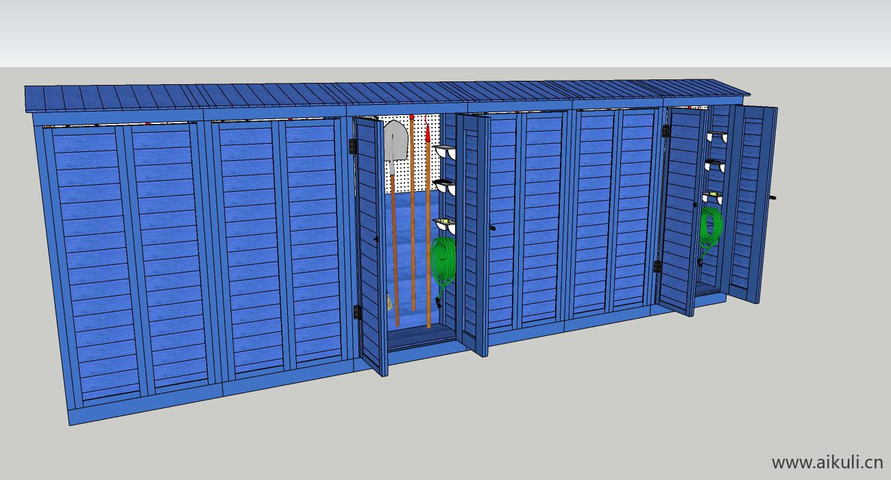 现代工具墙 菜园工具间 工具柜杂物间SU
