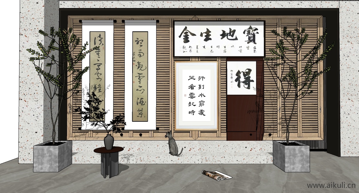 中式风格装饰画挂画SU模型Z