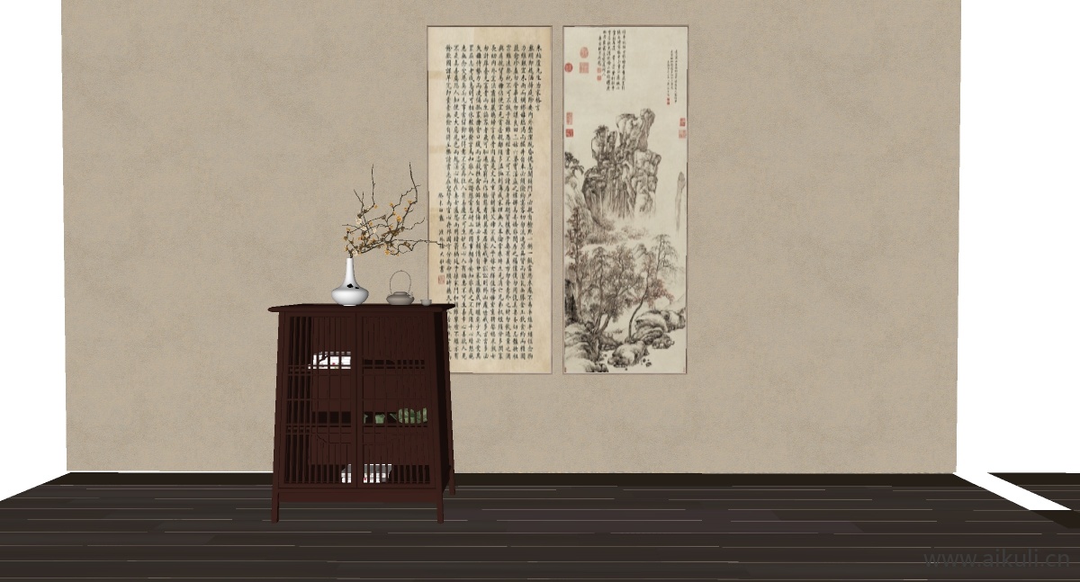 中式风格装饰画挂画SU模型BD
