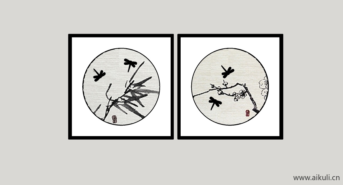 中式风格装饰画挂画SU模型BC
