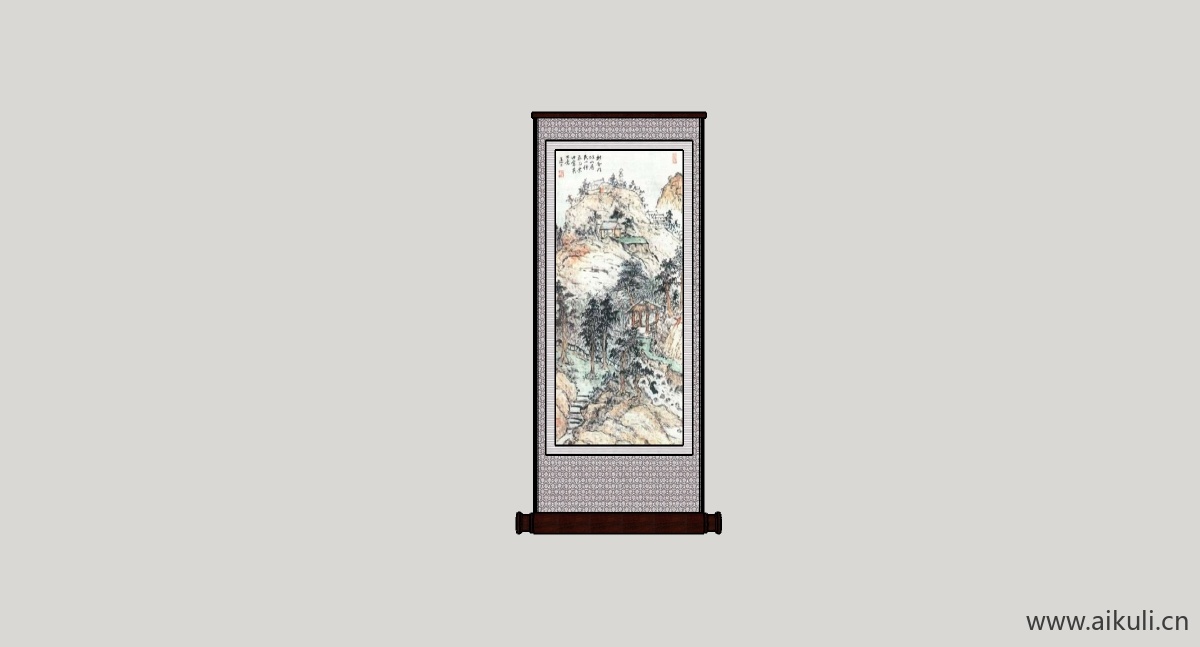 中式风格装饰画挂画SU模型BL