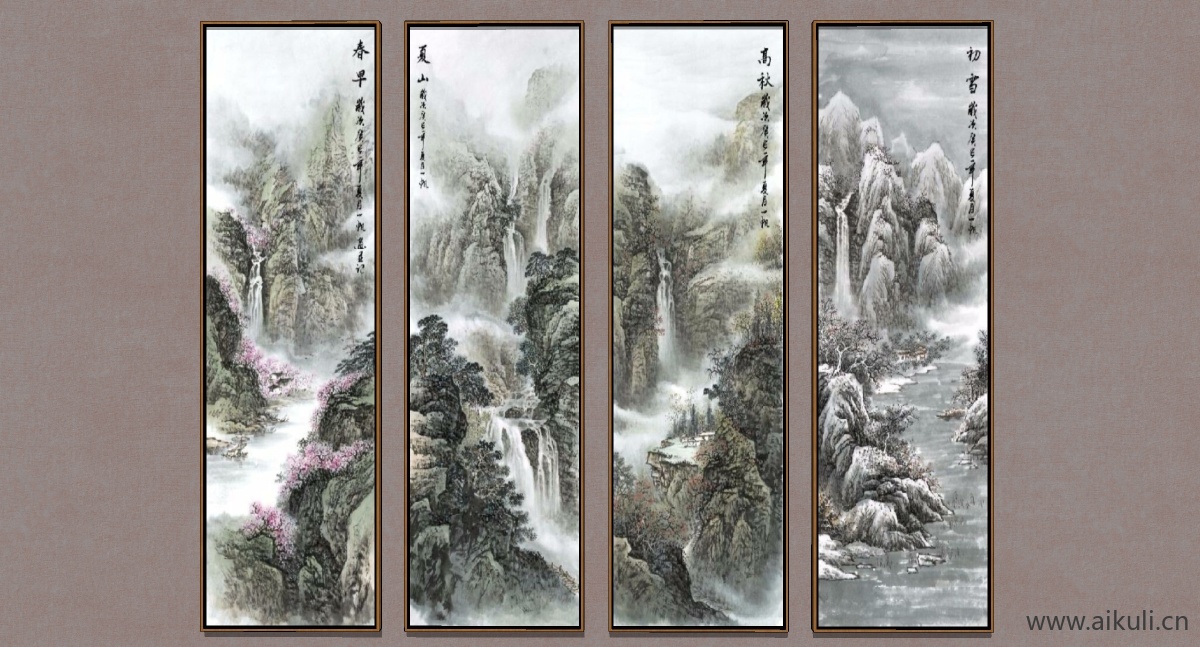 中式风格装饰画挂画SU模型BE