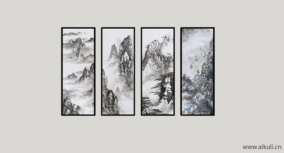 中式风格装饰画挂画SU模型U