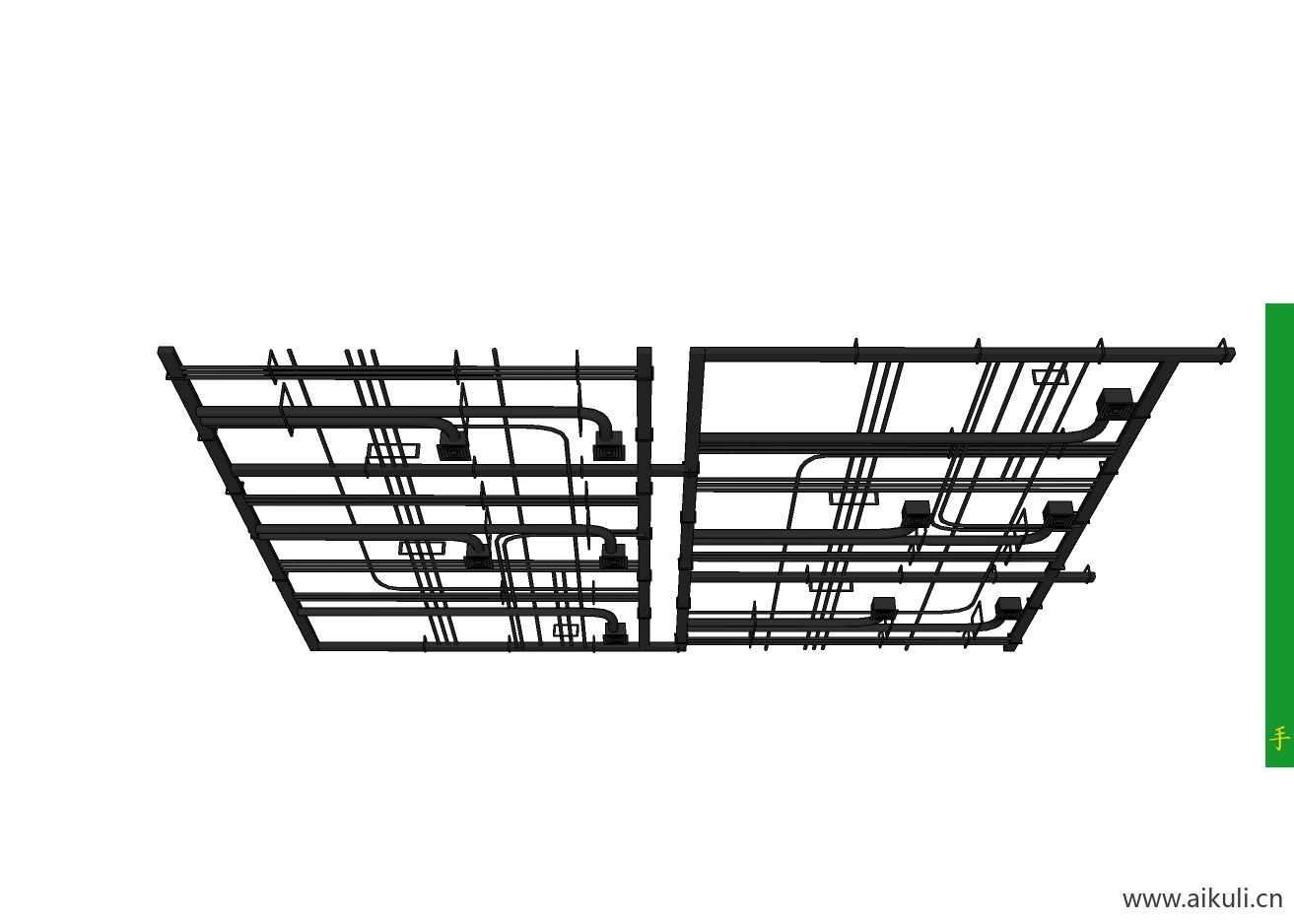 工业餐厅吊顶风管道吊顶SU 模型BH