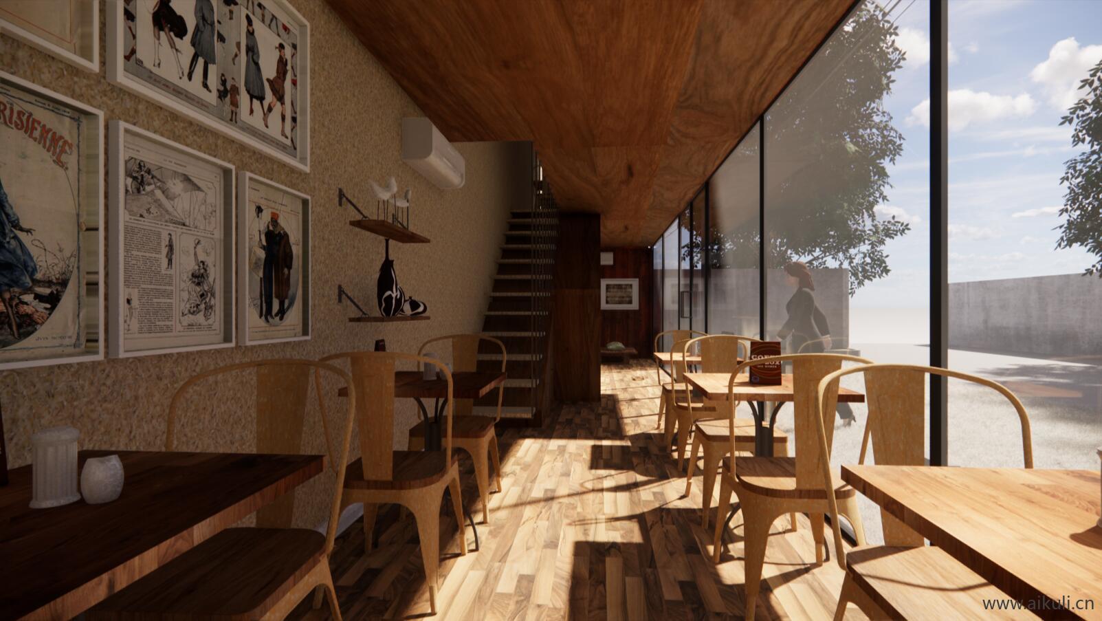 集装箱改造LOFT工业风咖啡厅咖啡馆水吧奶茶店书吧SU模型 