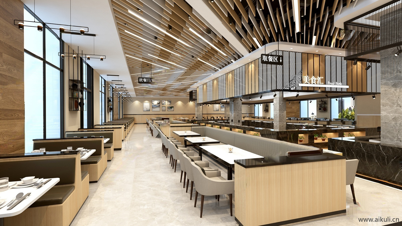 新中式餐饮快餐店粉店面馆SU模型