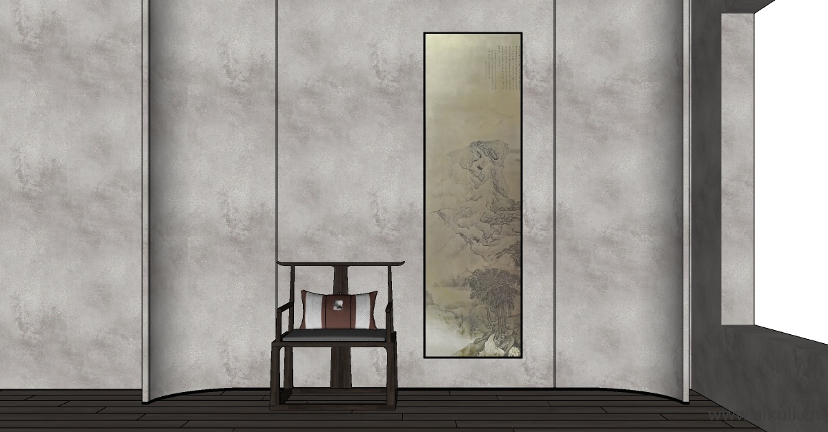中式风格装饰画挂画SU模型BG