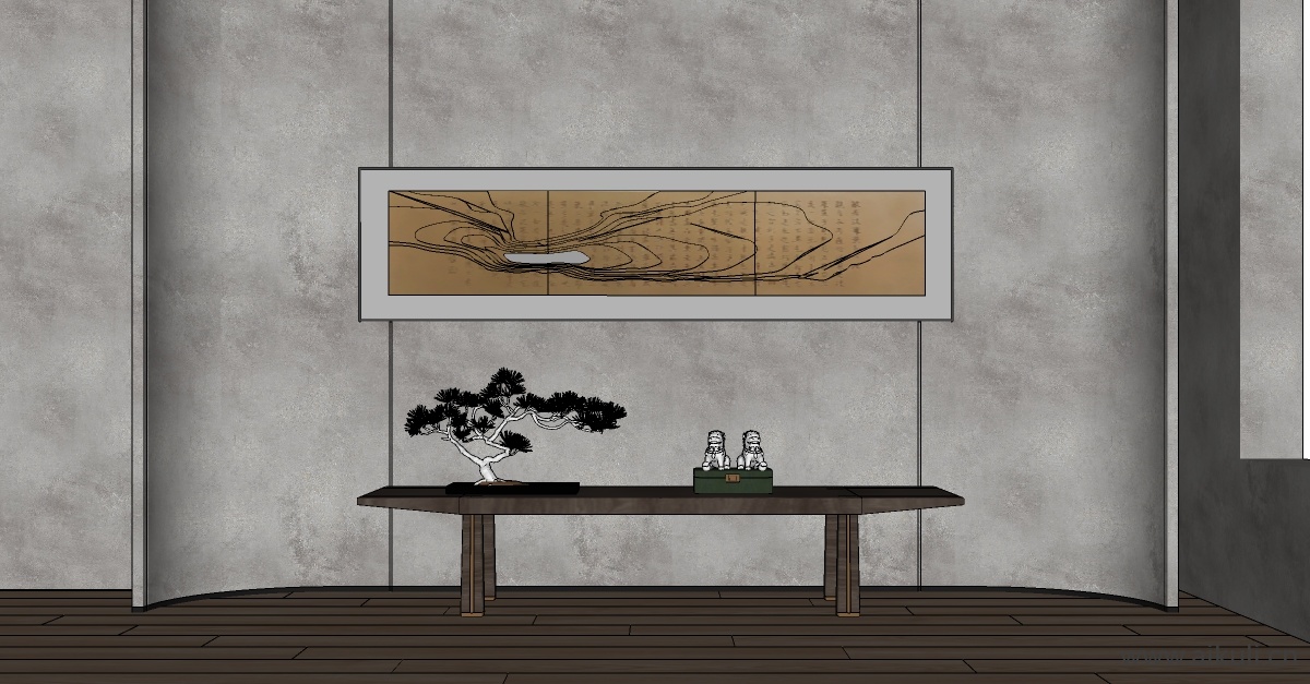 中式风格装饰画挂画SU模型BI