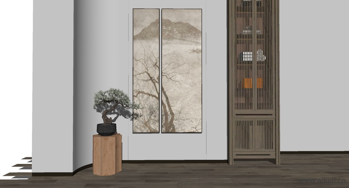 现代肌理装饰画 SU模型 (3)