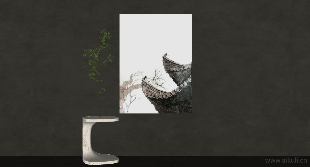 现代肌理装饰画SU模型 (2)