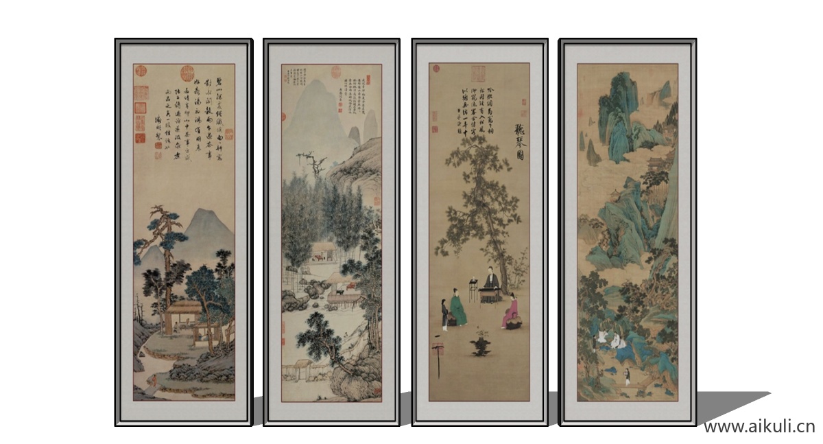 现代肌理装饰画SU模型 