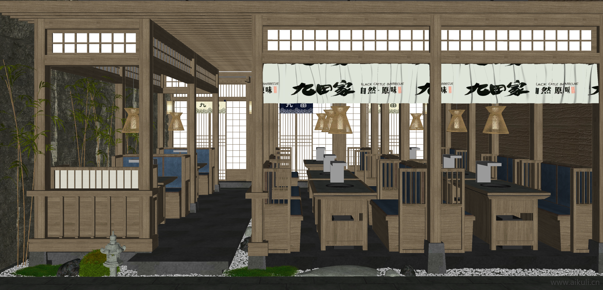 现代餐饮快餐店粉店面馆SU模型H