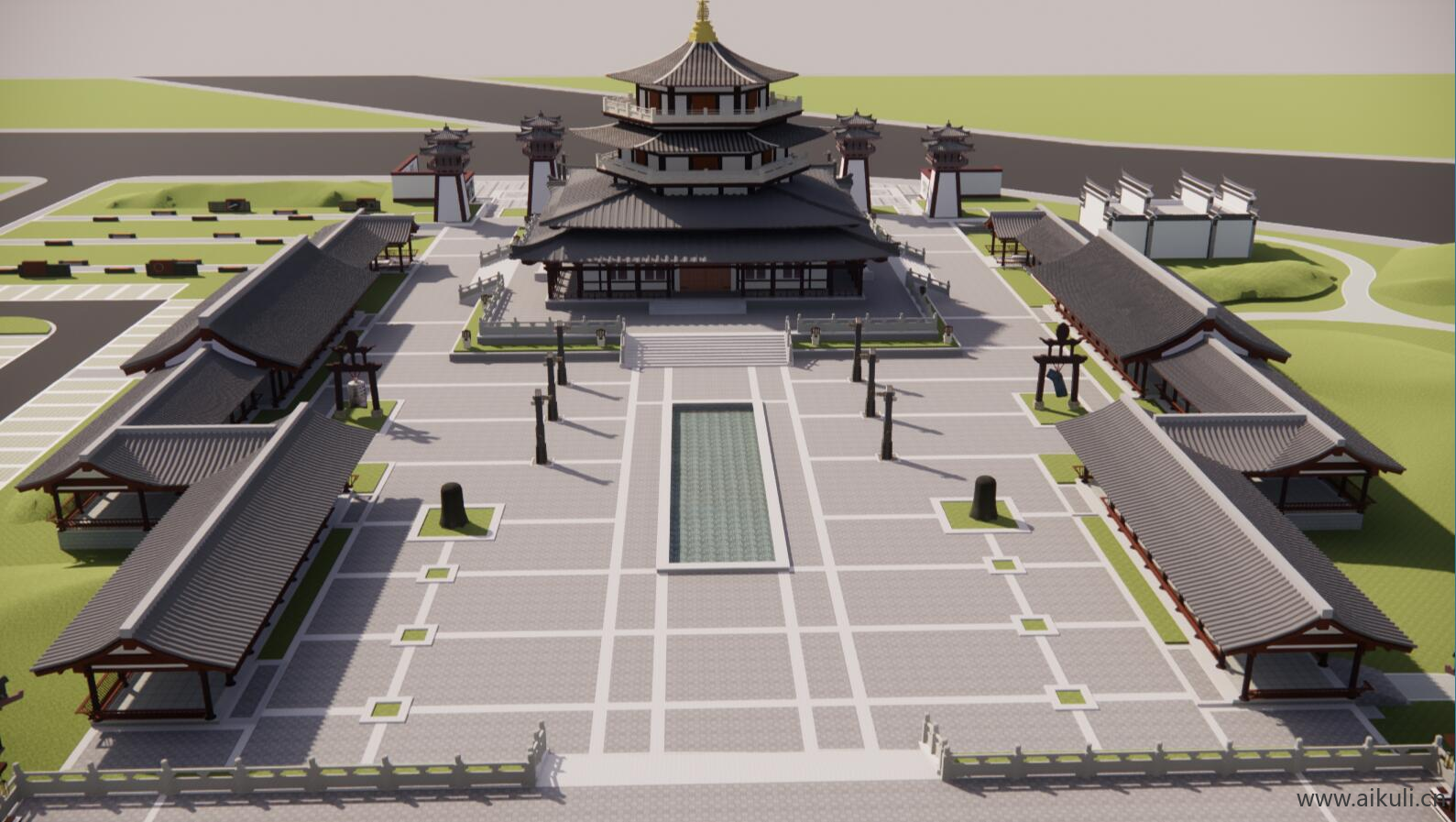 园林规划景观 新中式公园文化广场游园旅游景区SU模型A