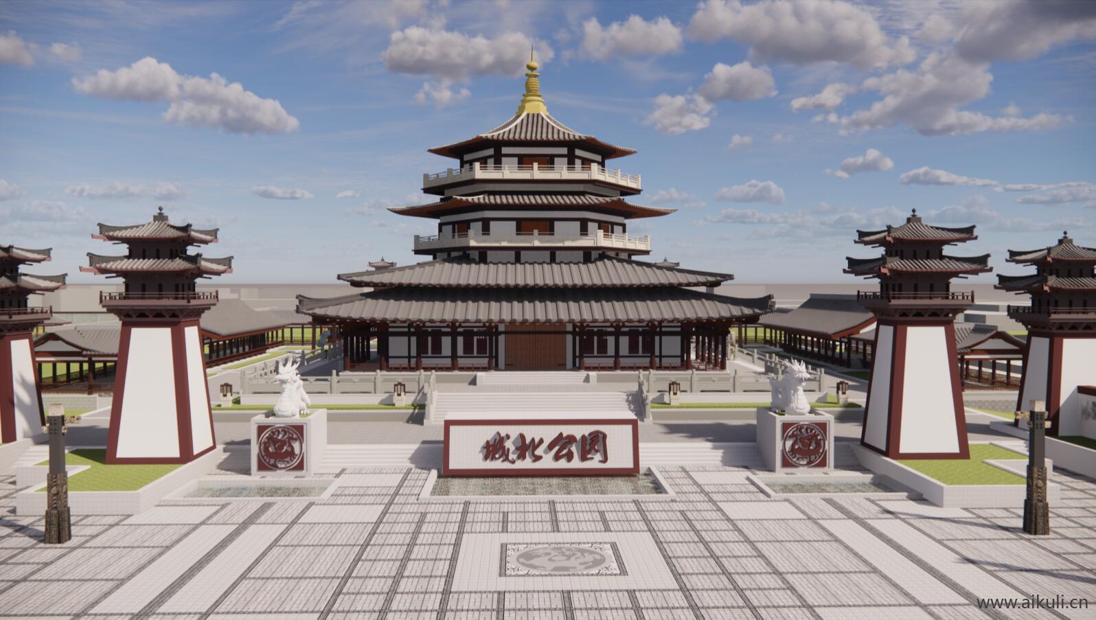 园林规划景观 新中式公园文化广场游园旅游景区SU模型A