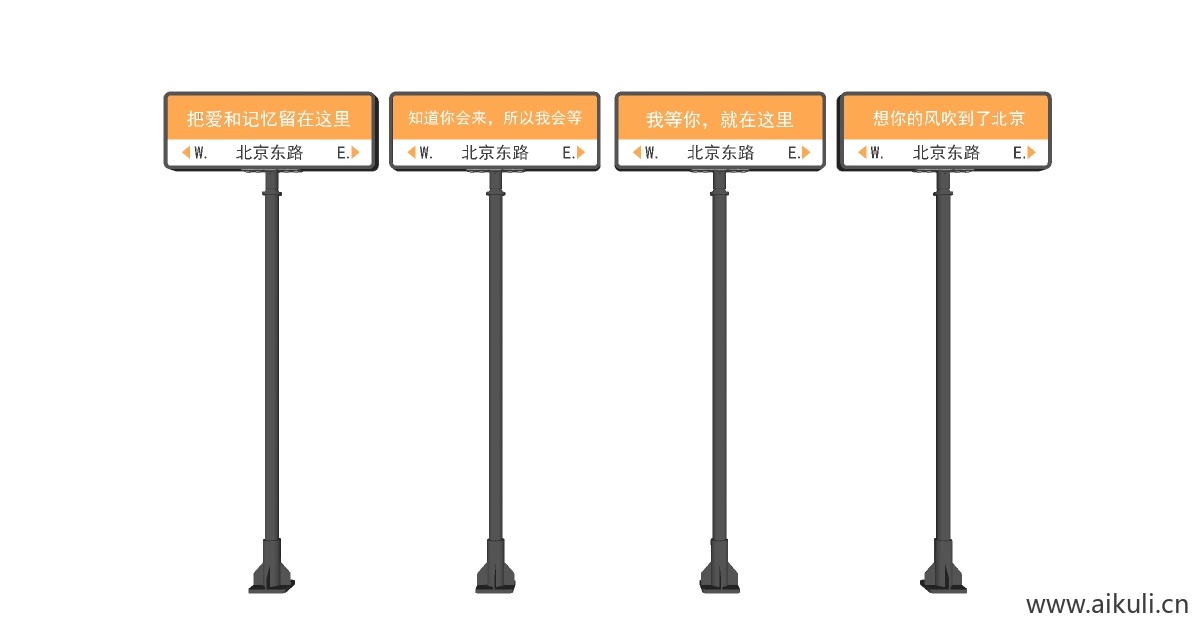 现代路牌 网红路牌 指示牌 导向牌 引路牌  路标SU模型L
