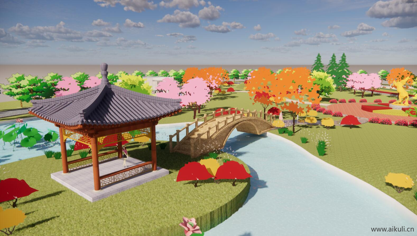 园林景观 新中式公园文化广场游园旅游景区SU模型