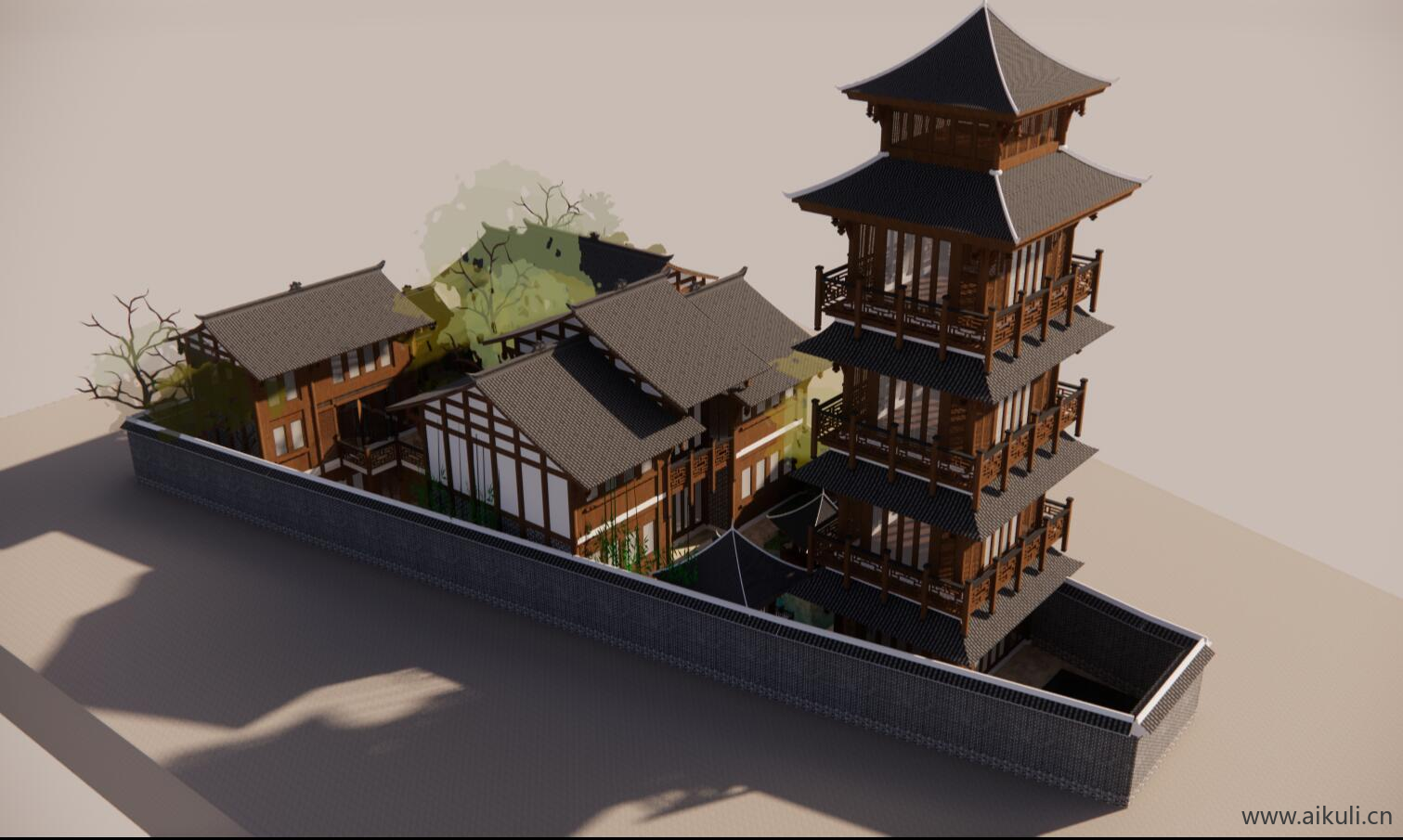 园林规划景观 新中式公园文化广场游园旅游景区SU模型S