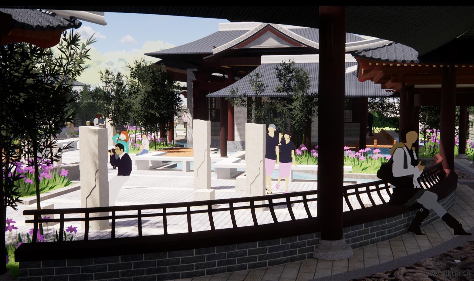 园林规划新中式公园文化广场游园旅游景区SU模型