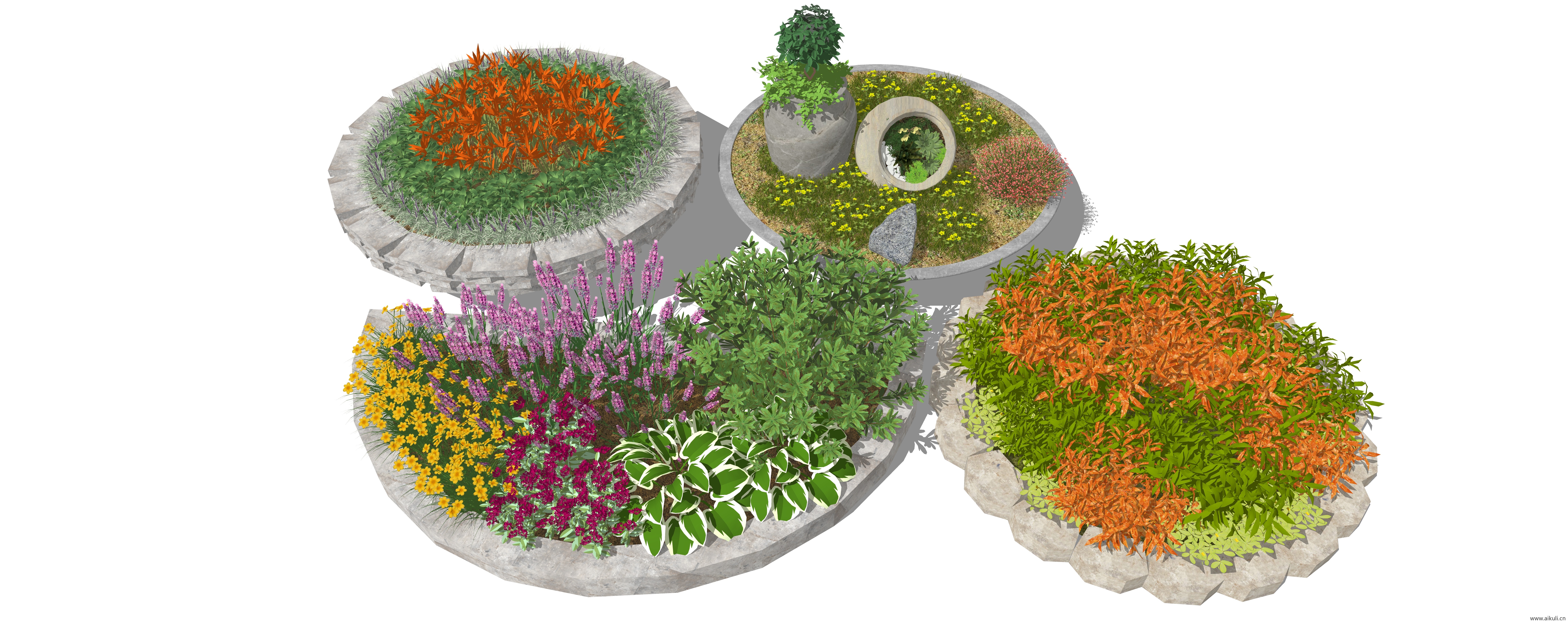 3d花境植物组团景观灌木植物SU模型L
