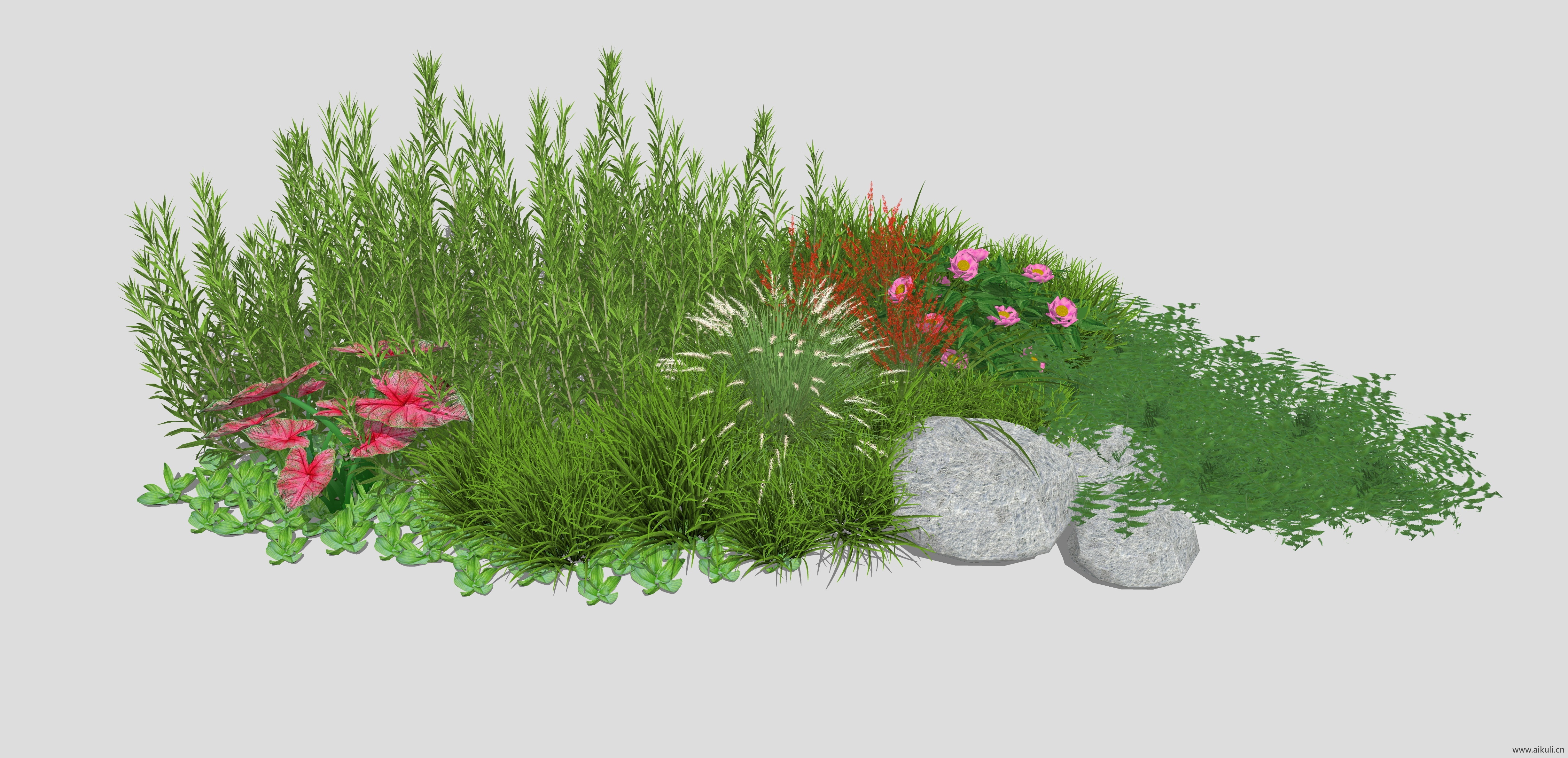 3d花境植物组团景观灌木植物SU模型BC