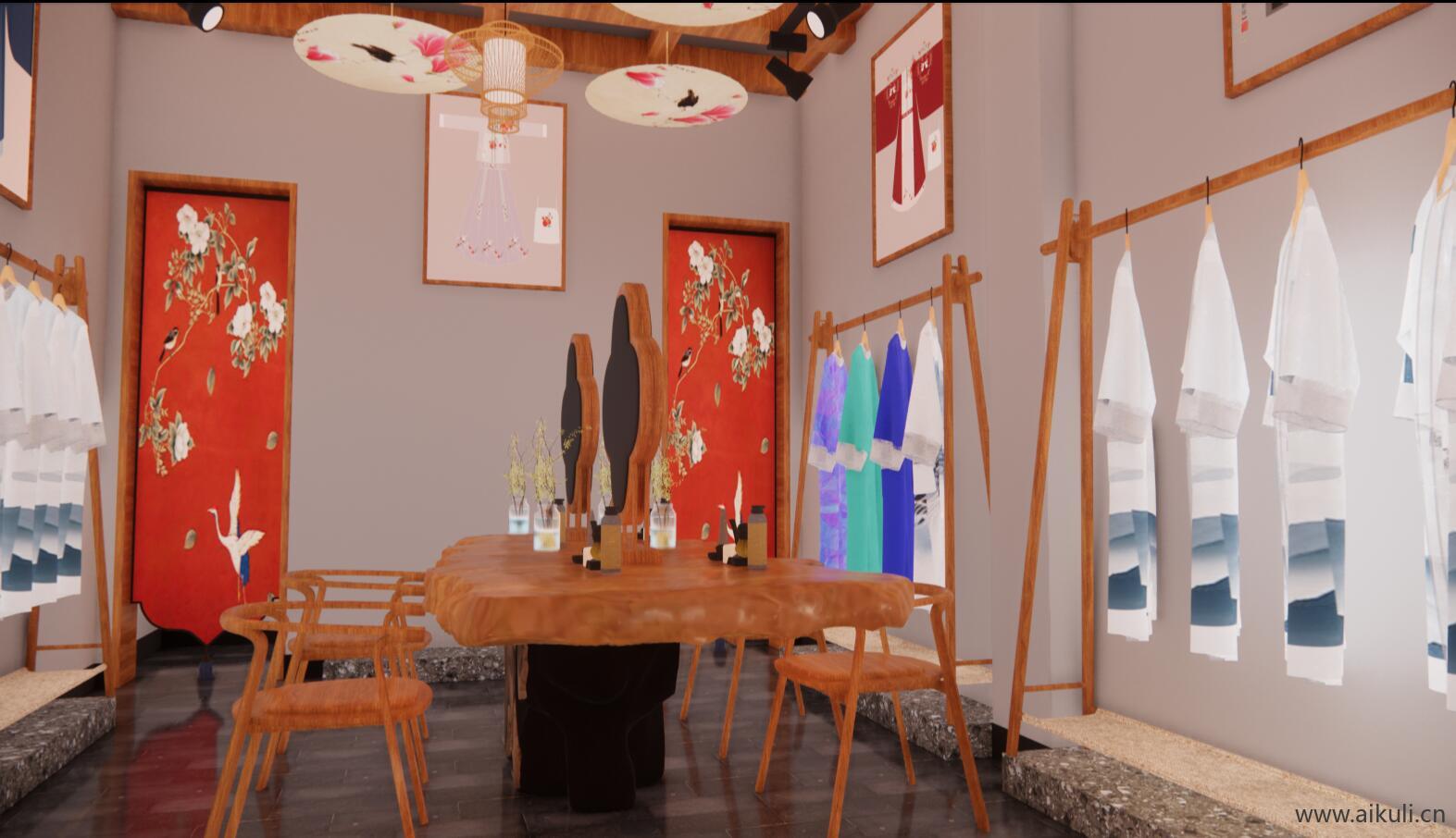 汉服店旗袍店摄影体验店SU模型