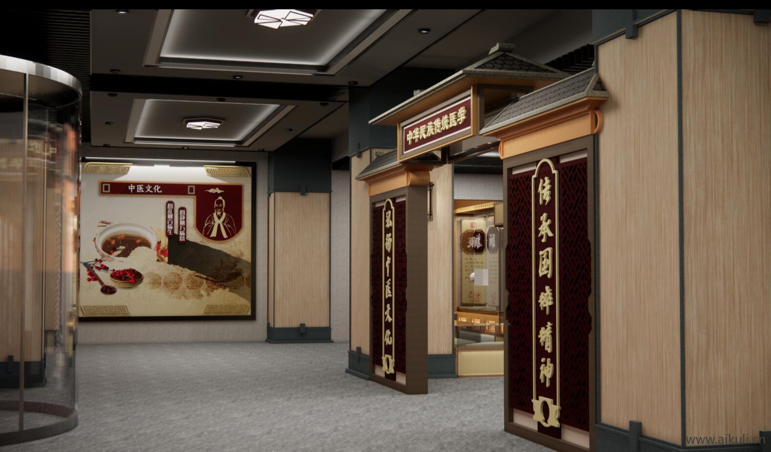 中医药文化展厅医学中医馆展馆博物馆药柜SU模型
