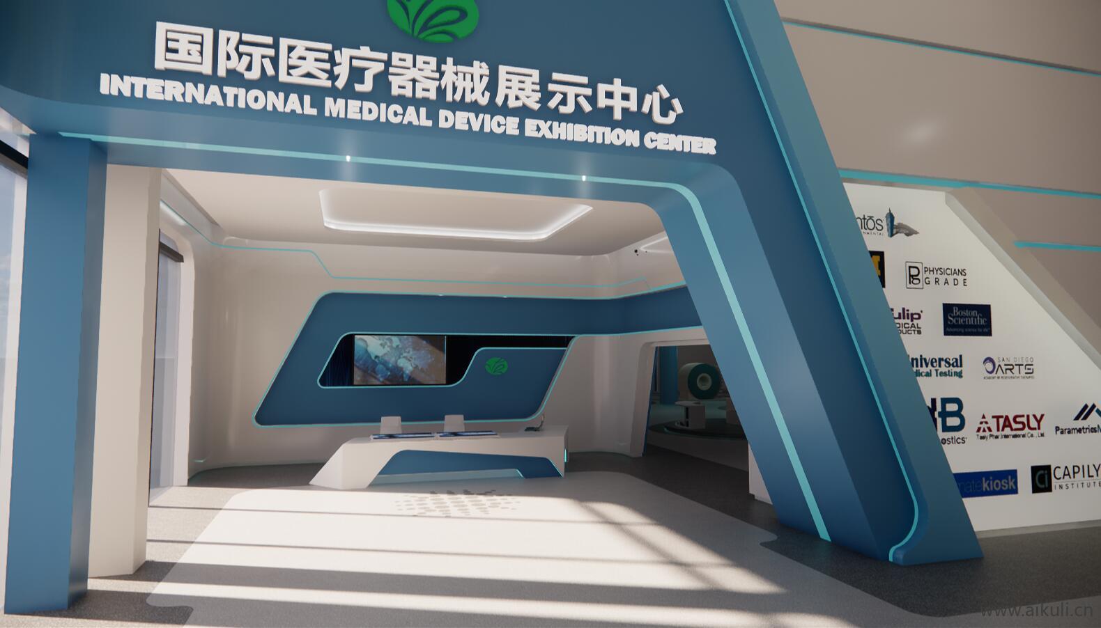 现代医院医疗器械科学展厅展馆文化墙宣传墙SU模型