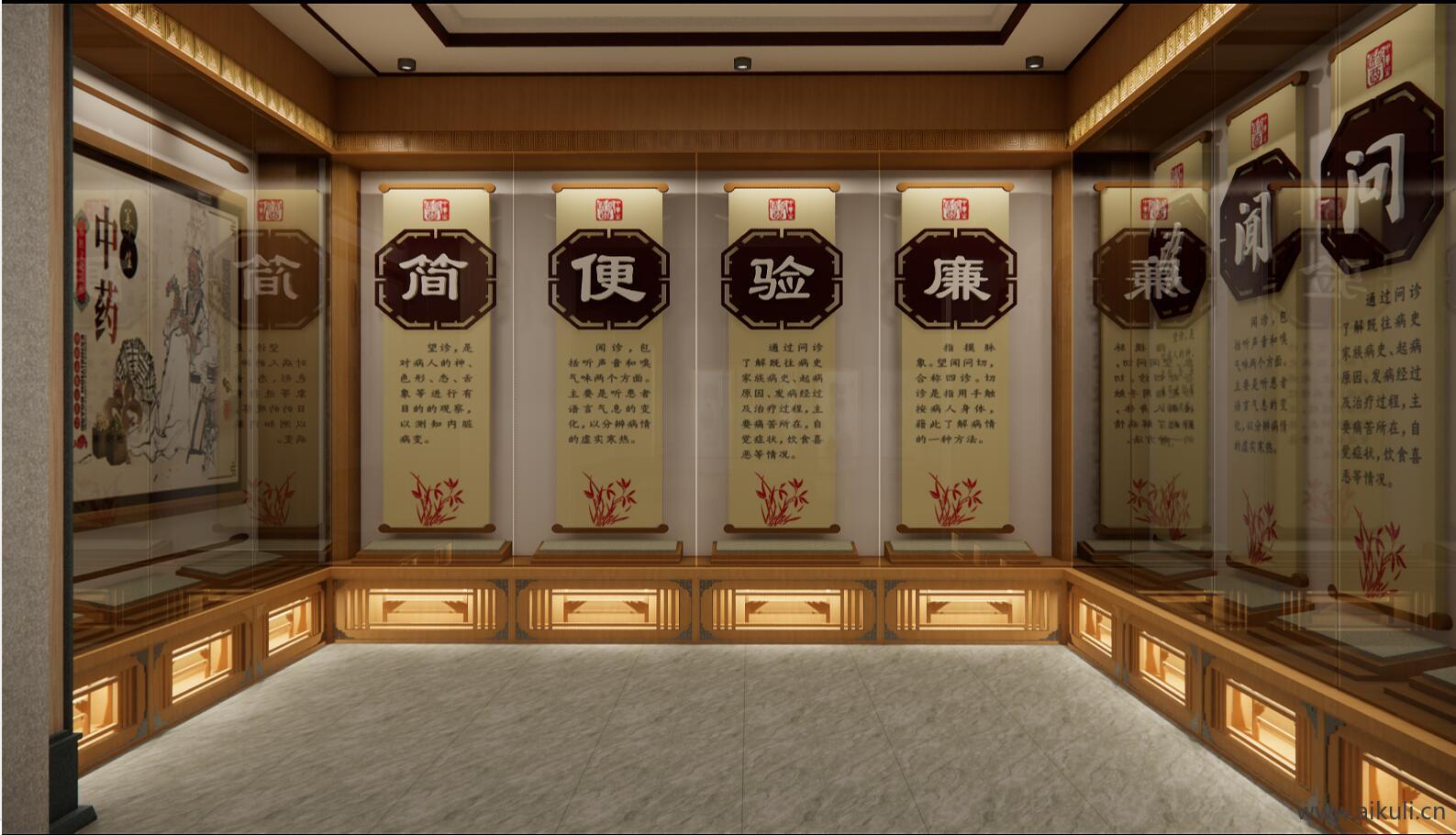 中医药文化展厅医学中医馆展馆博物馆药柜SU模型