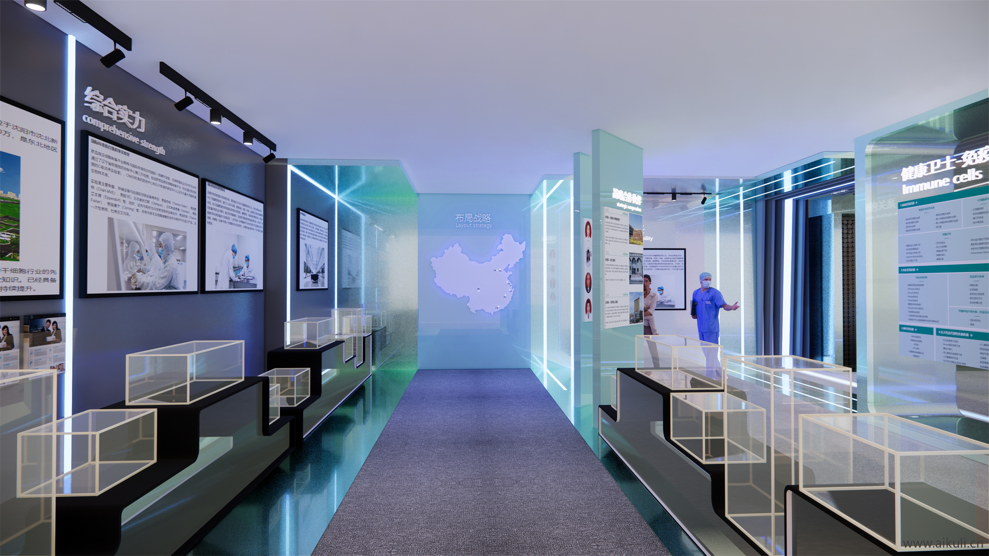 现代医院展厅展馆宣传墙SU模型