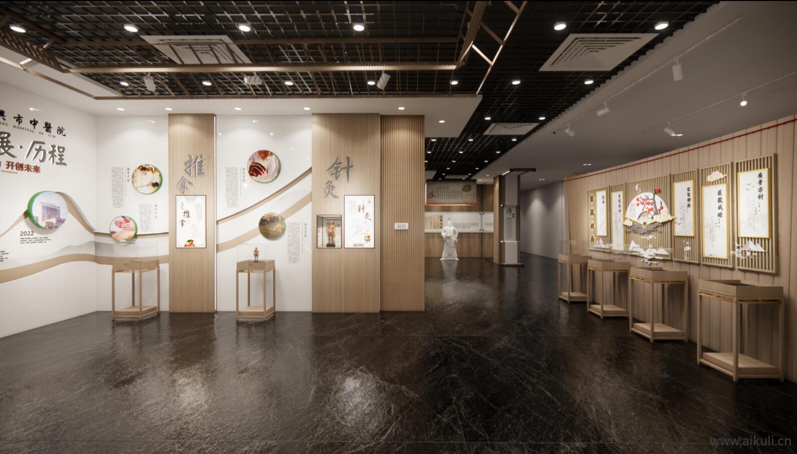 新中式中医药文化展厅医学中医馆展馆药柜SU模型