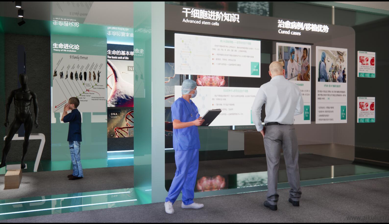 现代医院展厅展馆宣传墙SU模型