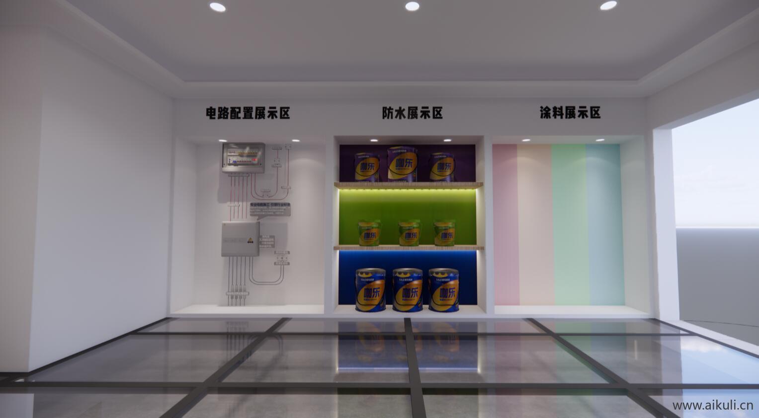 工水电工艺墙面墙体材料工法展厅SU模型