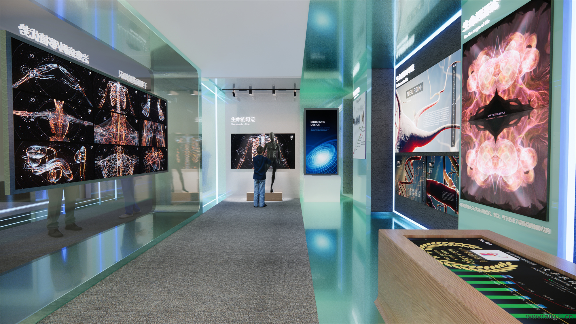 现代医院展厅展馆宣传墙SU模型
