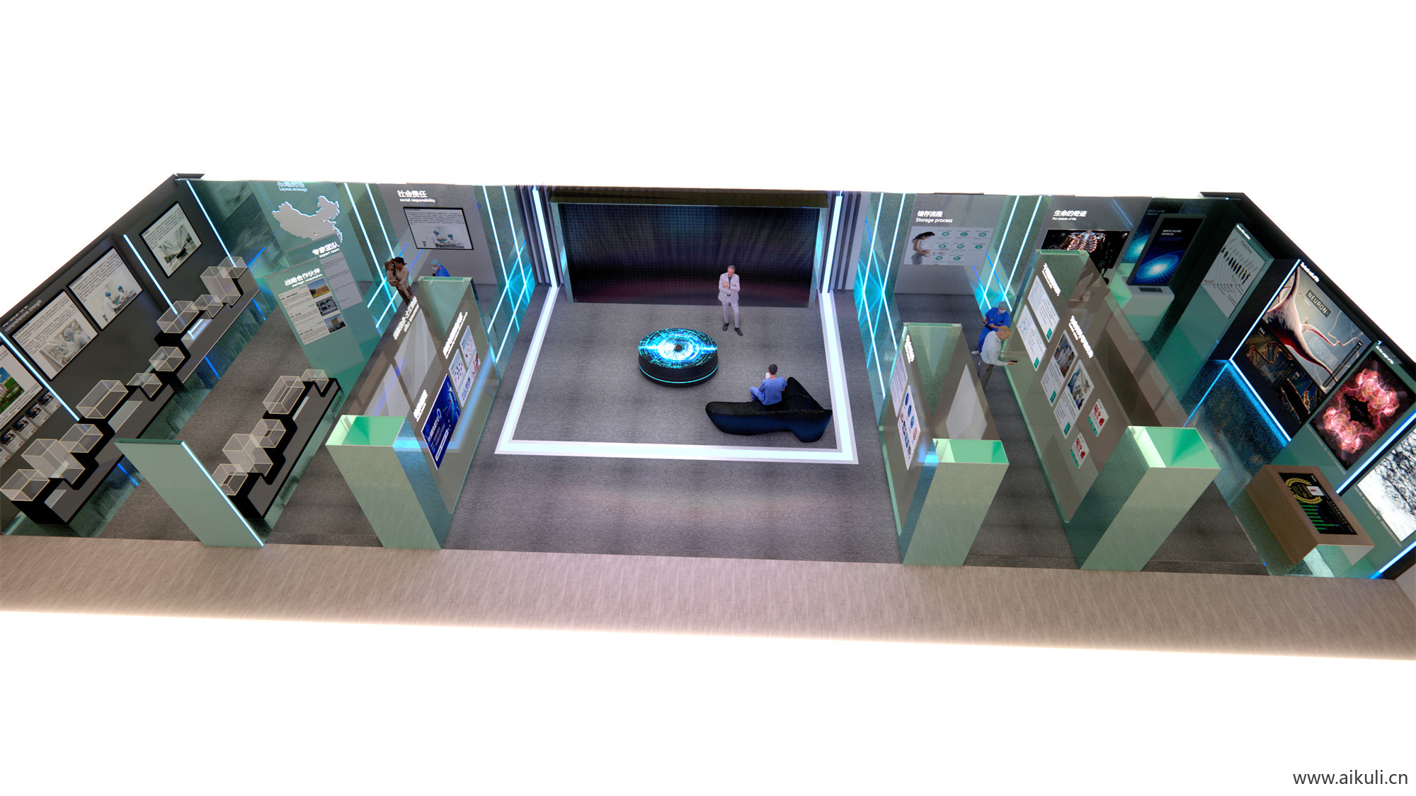 现代医院展厅展馆宣传墙SU模型