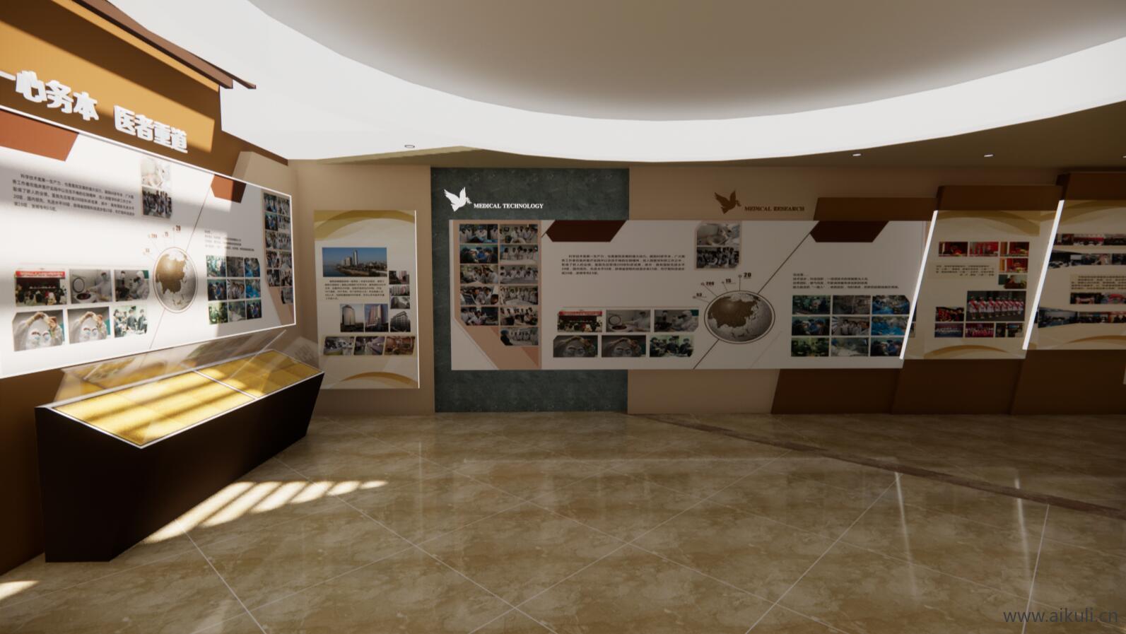 现代医院展厅展馆宣传墙SU模型L