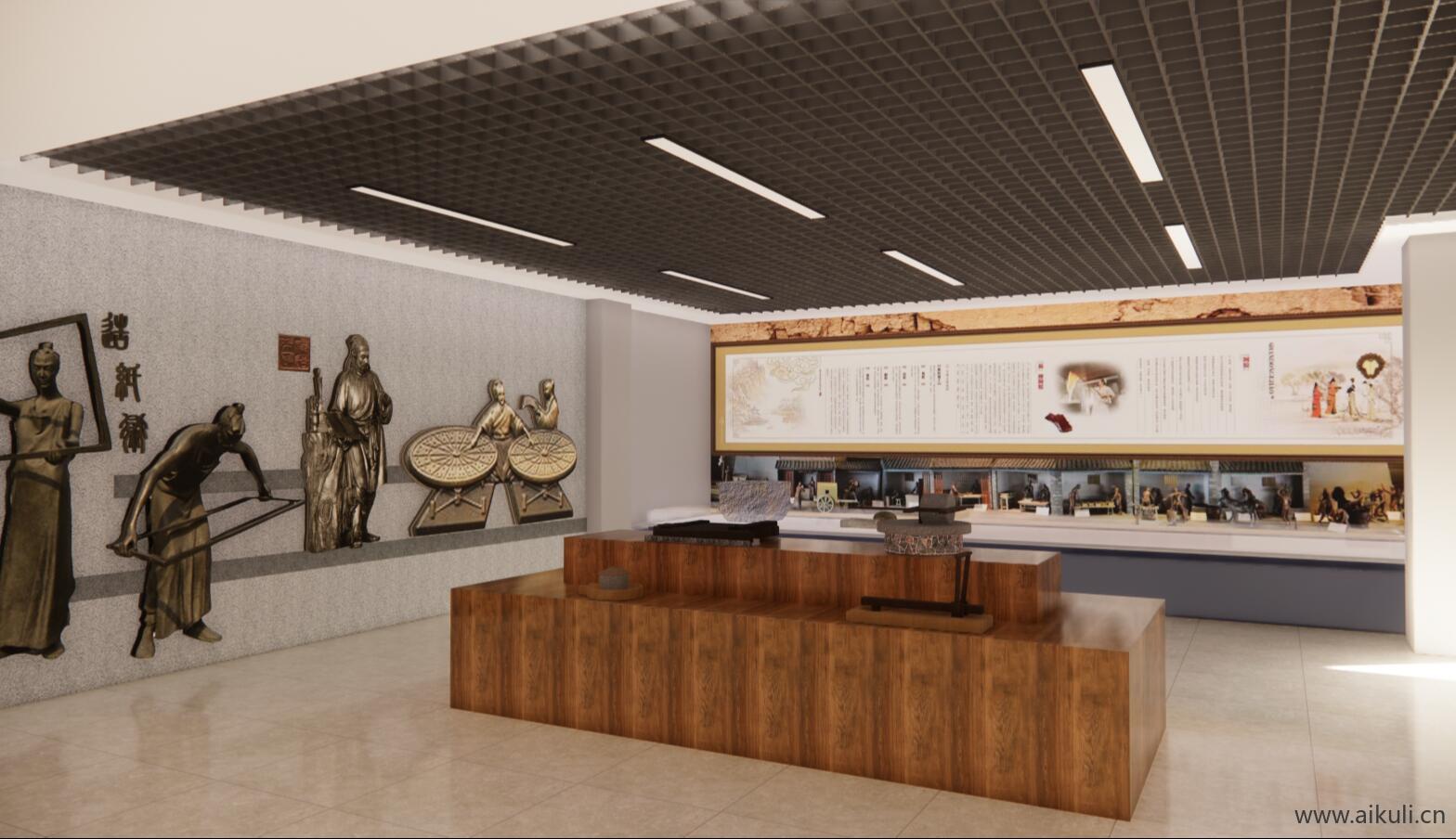 新中式中医展厅医学中医馆展馆博物馆药柜SU模型