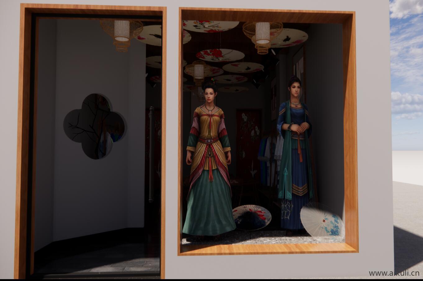 汉服店旗袍店摄影体验店SU模型