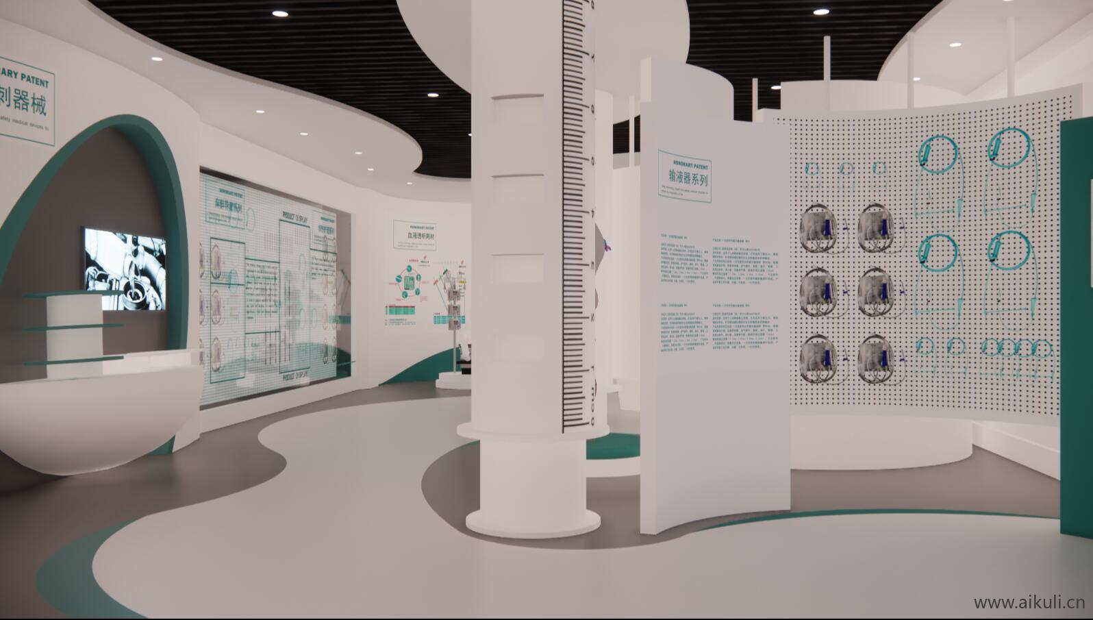 现代医院医疗展厅展馆文化墙SU模型