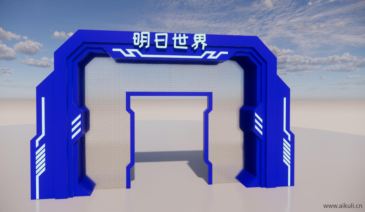 科技门头机械感发光美陈商业通道装置SU模型