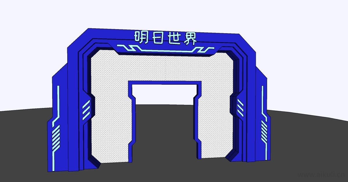 科技门头机械感发光美陈商业通道装置SU模型